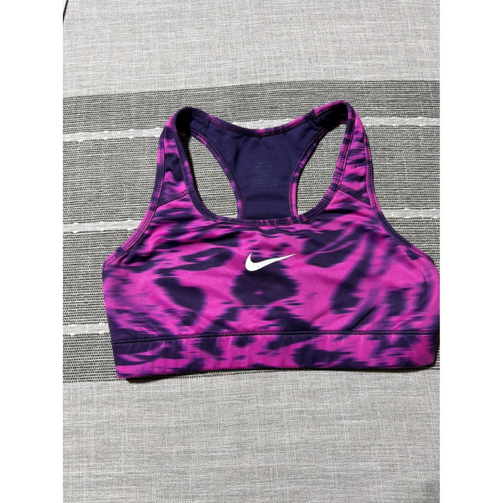 Nike Dri‎ Fit Sports Bra Pink Purple Tie Dye Racerback Athletic Workout Women S